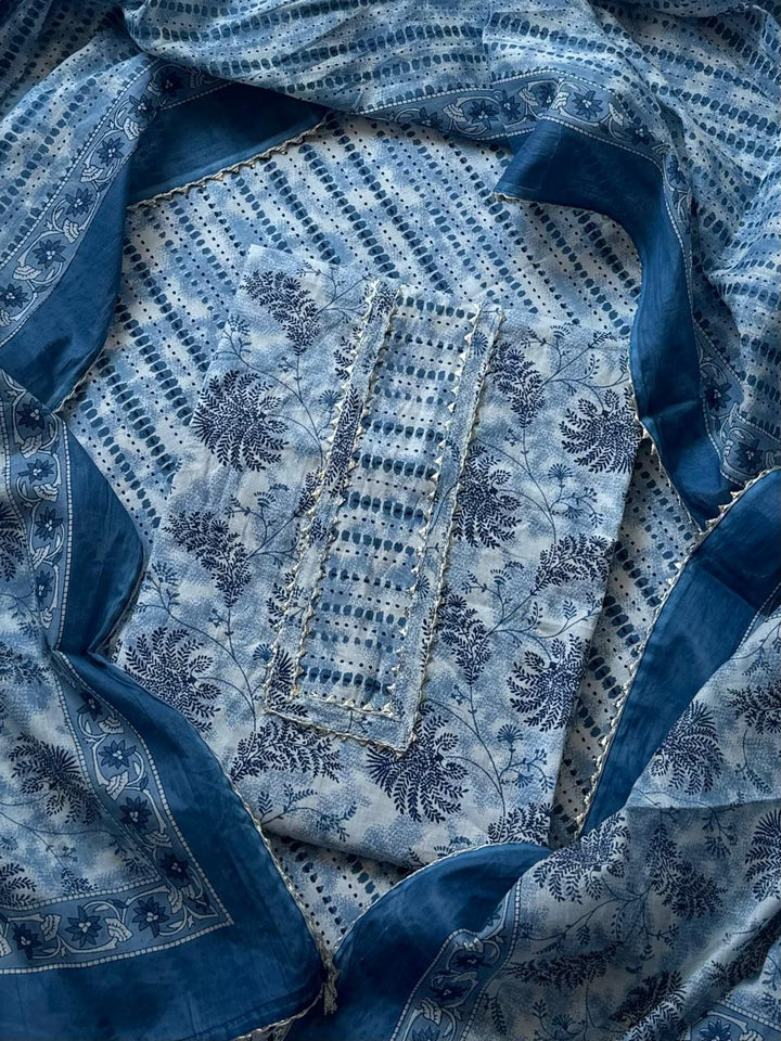 Exclusive Unstitched Cotton Gotapatti Suit Set With Cotton Dupatta (BSGP18)
