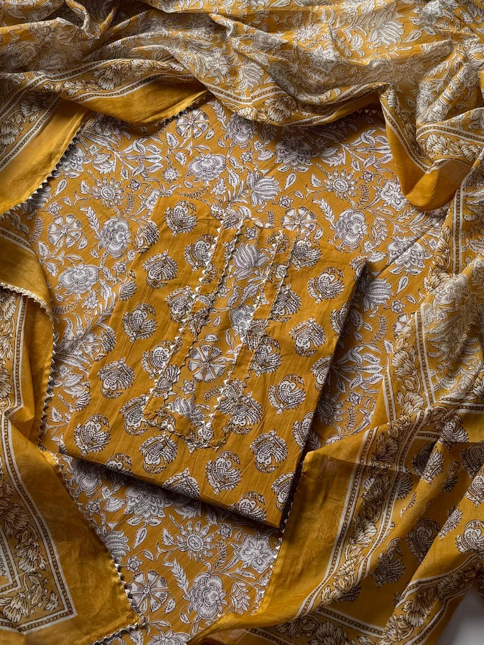 Exclusive Unstitched Cotton Gotapatti Suit Set With Cotton Dupatta (BSGP21)