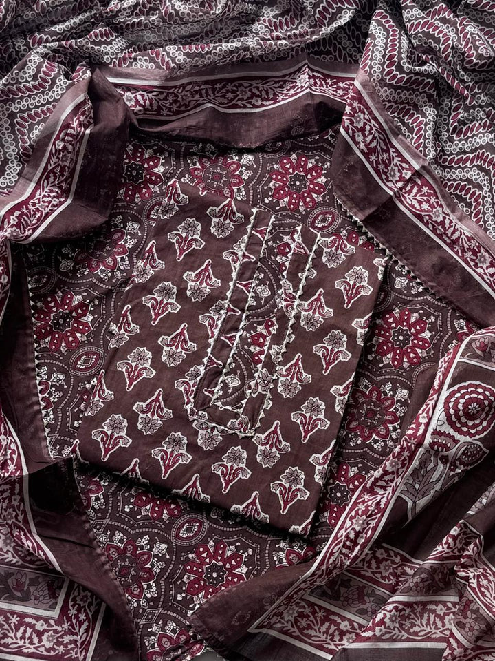 Exclusive Unstitched Cotton Gotapatti Suit Set With Cotton Dupatta (BSGP22)