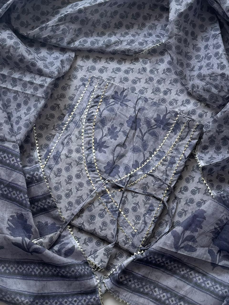 Exclusive Unstitched Cotton Gotapatti Suit Set With Cotton Dupatta (BSGP25)