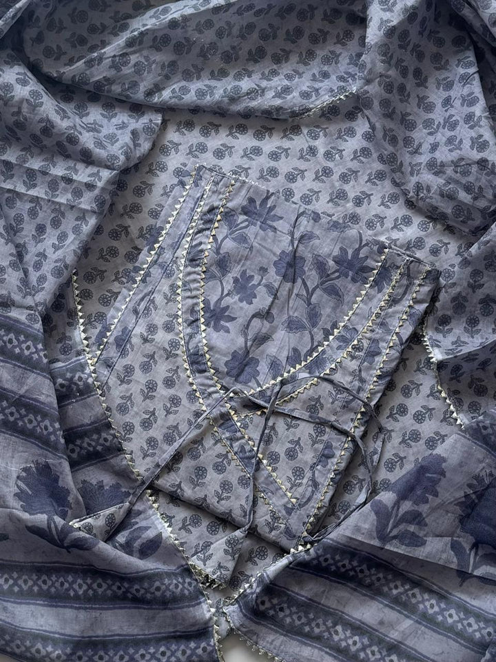 Exclusive Unstitched Cotton Gotapatti Suit Set With Cotton Dupatta (BSGP25)