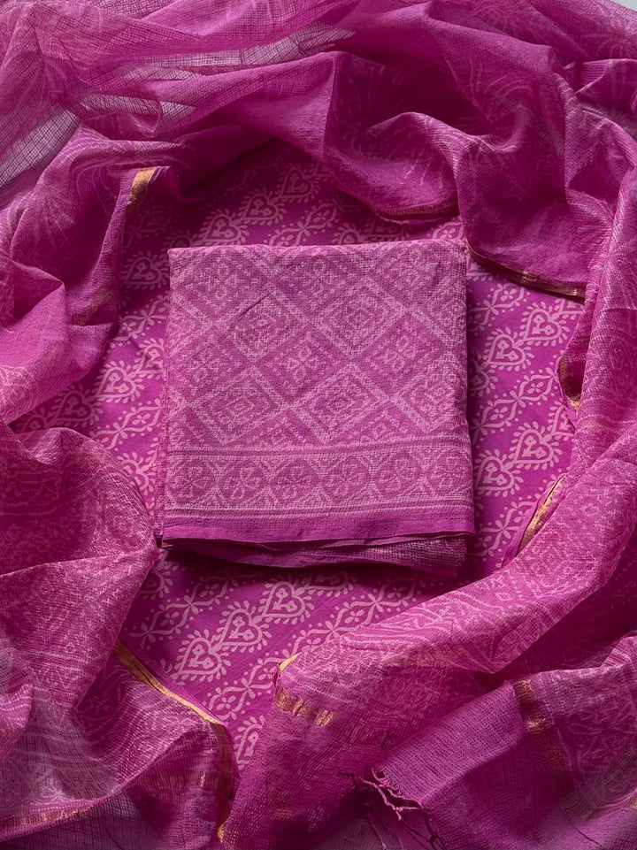 Kota Doria Suit With Kota Dupatta – Exclusive Full Unstitched Suit(BSKD10)