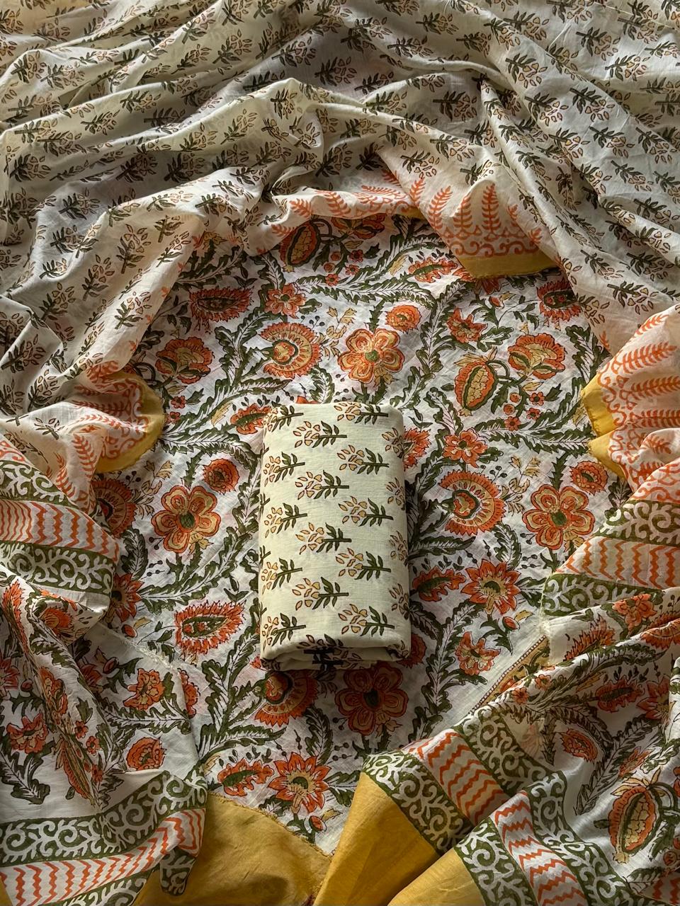 Premium Sanganeri Print Chanderi Silk Suit Set ( BSCHACH46)