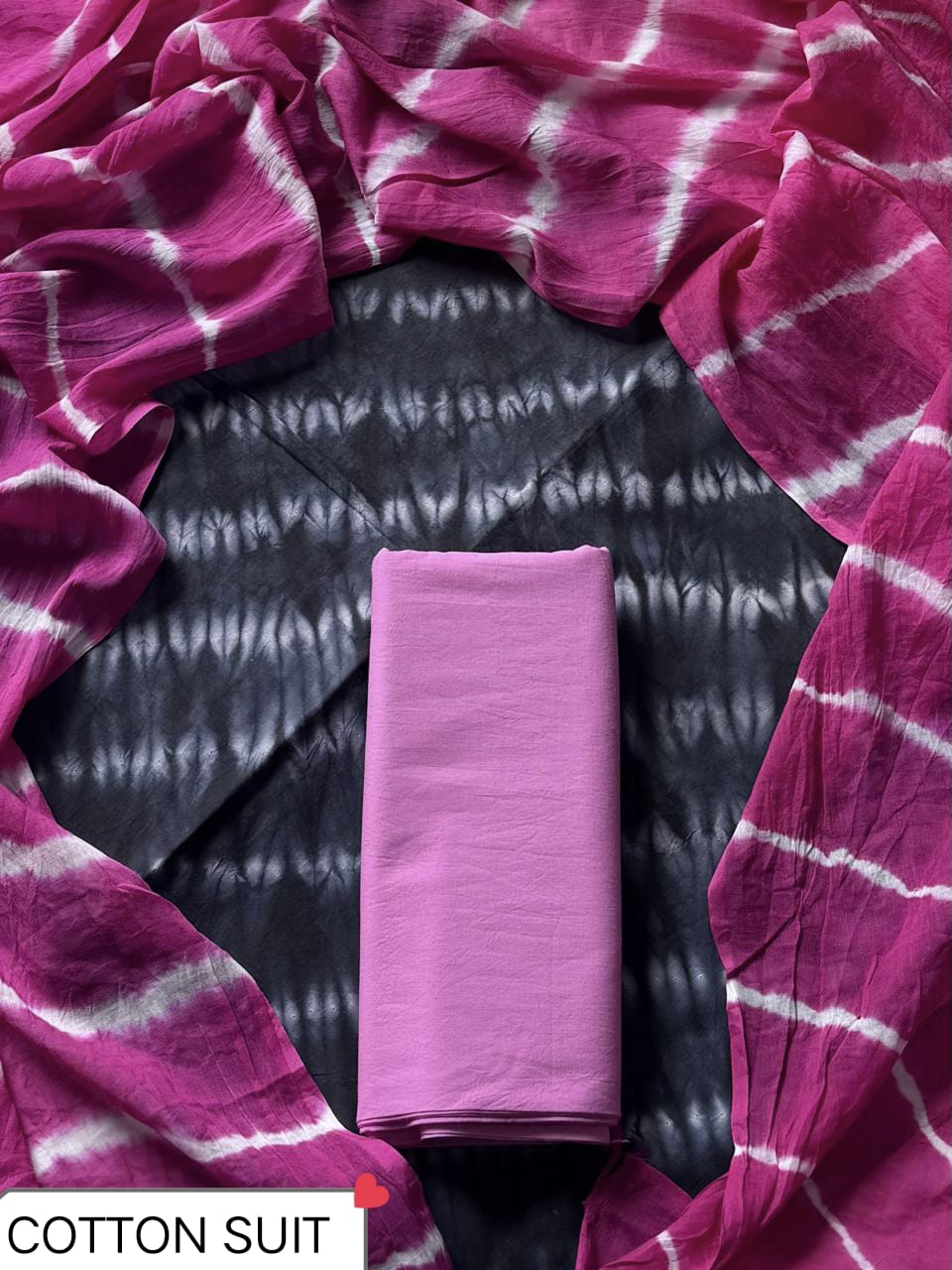 Premium Tie and Dye Cotton Suit With Cotton Dupatta (BSCOTMU143)