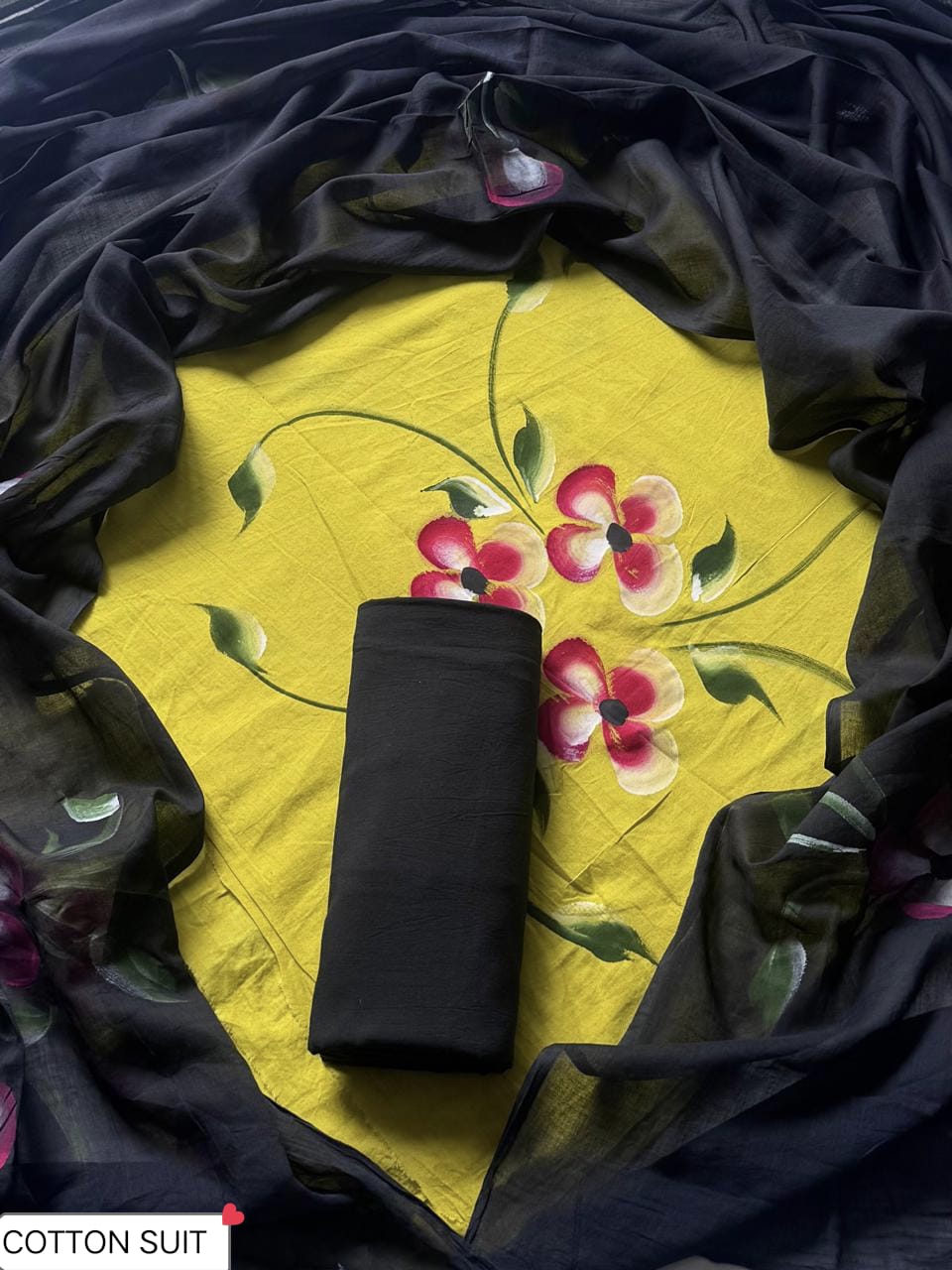 Premium Hand Painted Cotton Suit With Cotton Dupatta (BSCOTMU150)