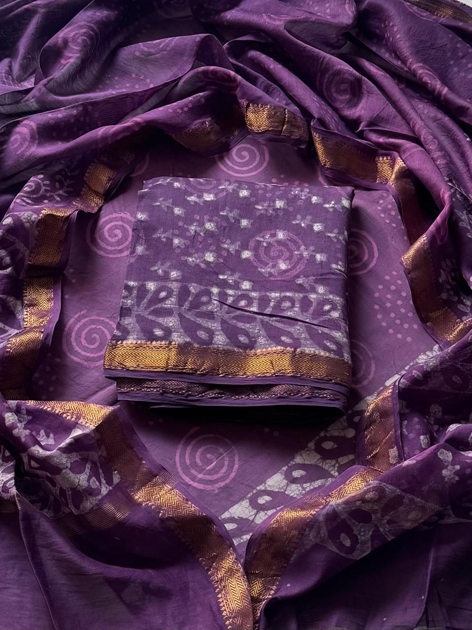 Premium Dabu Print Maheshwari Silk Suit (BSMAHMA144)