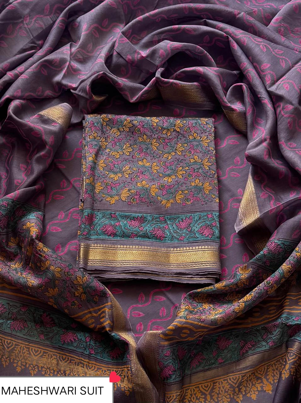 Premium Discharge Print Maheshwari Silk Suit (BSMAHMA147)