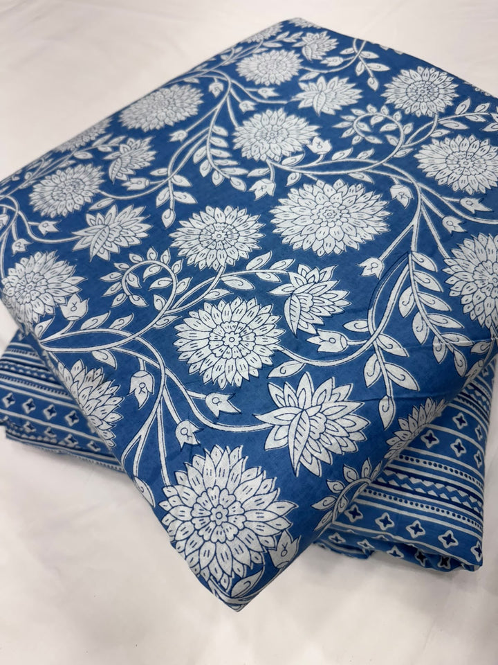Premium Sanganeri Printed Cotton Suit Top And Bottom Set (BSTB137)