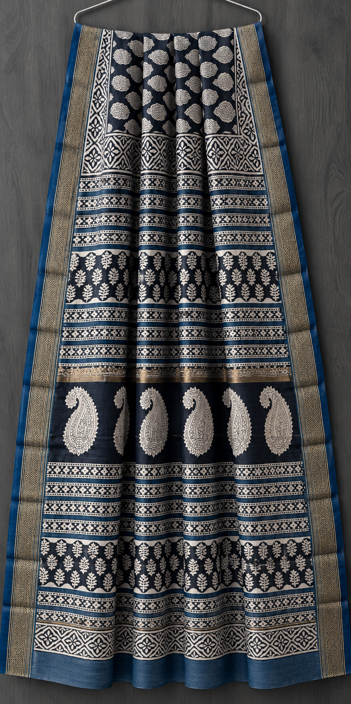 Premium Bagru Print Maheshwari Silk Saree (BSMS01)