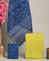 Hand Block Print Cotton Suit Sets With Kota Doria Dupatta