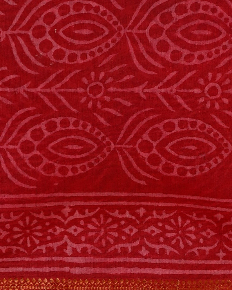 Discharge Print Red Maheshwari Dupatta