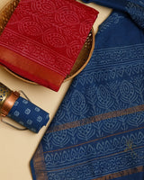 Discharge Print Maheshwari Silk Suit With Maheshwari Dupatta