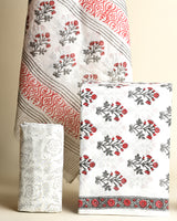 Hand Block Print Fabric Cotton Suit With Cotton Dupatta