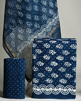 Dabu Print Cotton Suit With Kota Doria Dupatta