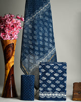 Dabu Print Cotton Suit With Kota Doria Dupatta
