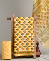 Hand Block Print Fabric, Cotton Suit With Kota Doria Dupatta