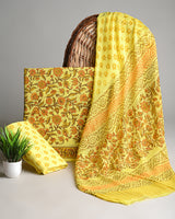 Premium Hand Block Sanganeri Print Cotton Suit With Chiffon Dupatta(BSCOTCH26)