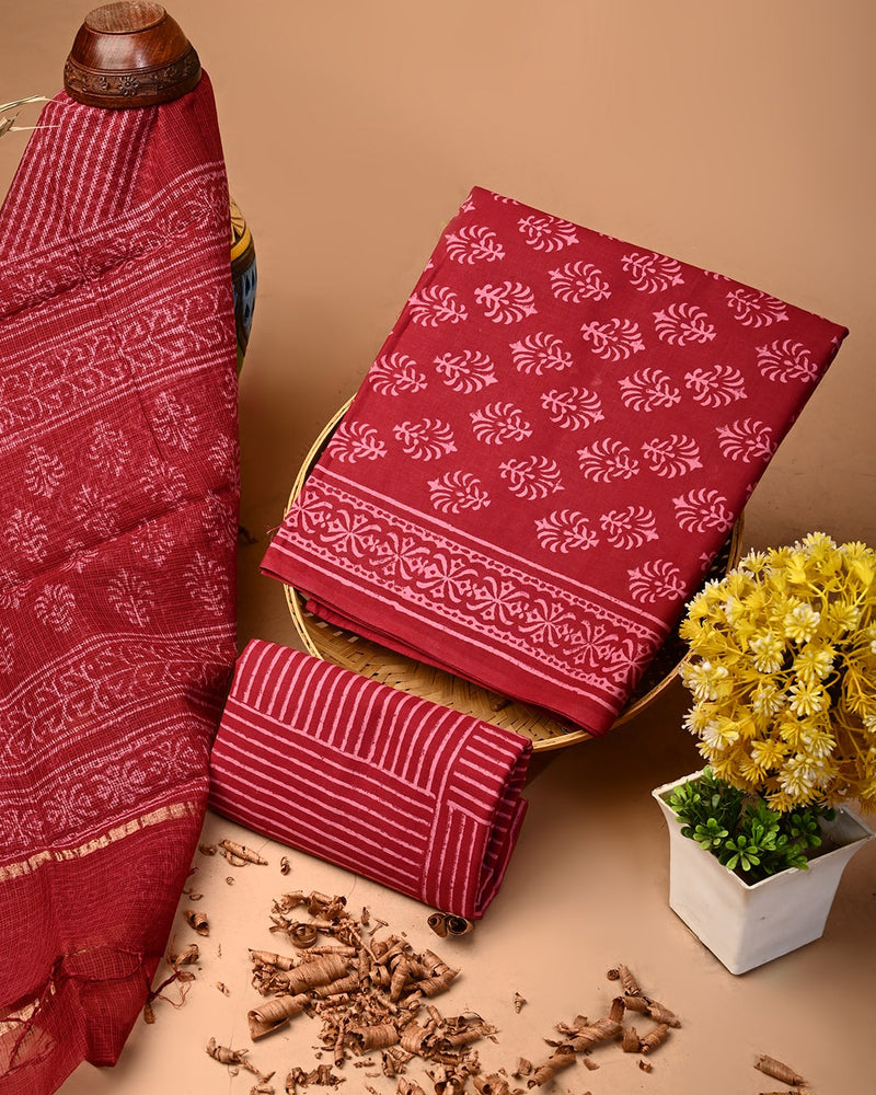 Cotton Suit With Kota Doria Dupatta