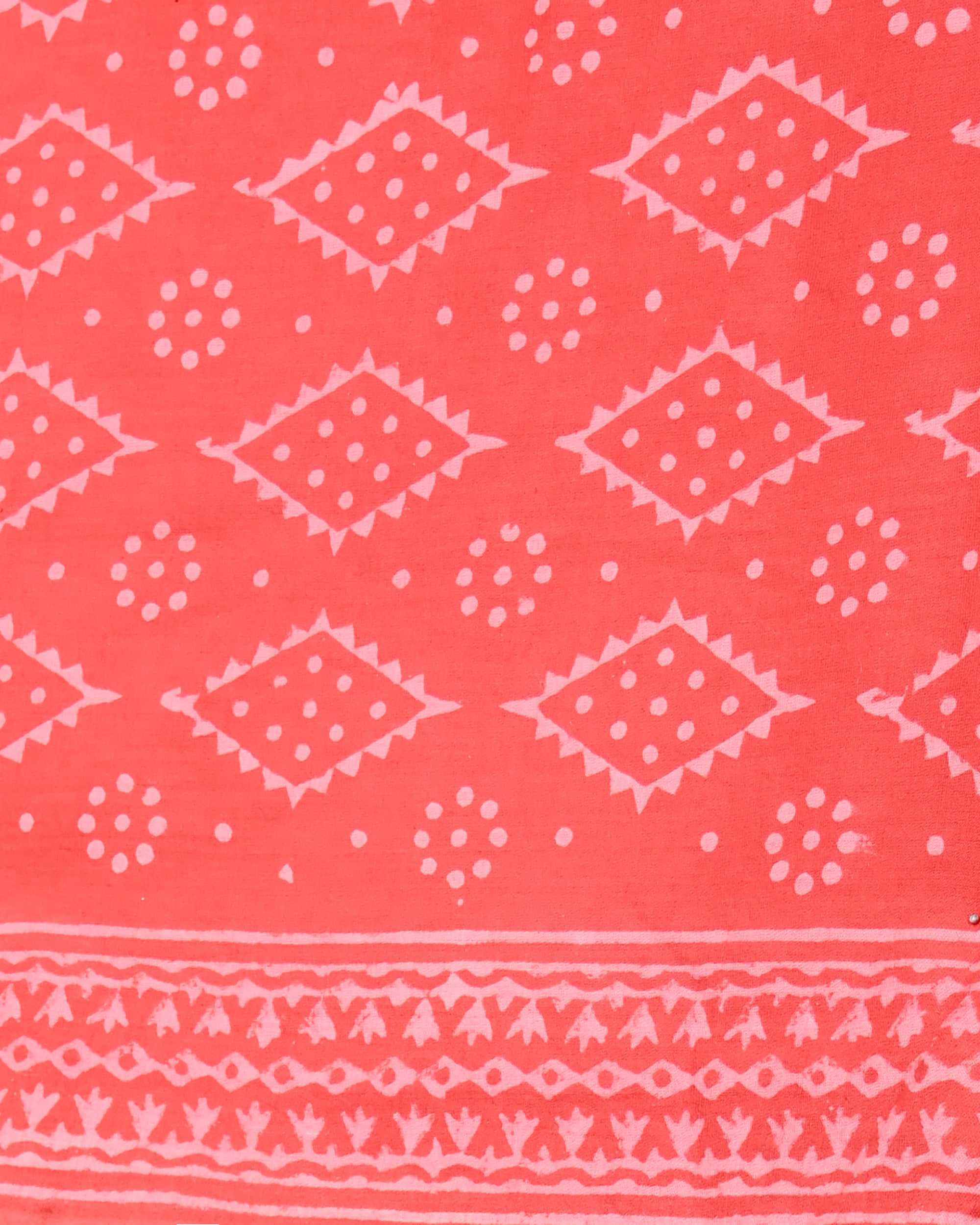 White - Block Printed Kota Doria Cotton Sanganeri Dupatta 38