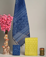 Hand Block Print Cotton Suit Sets With Kota Doria Dupatta