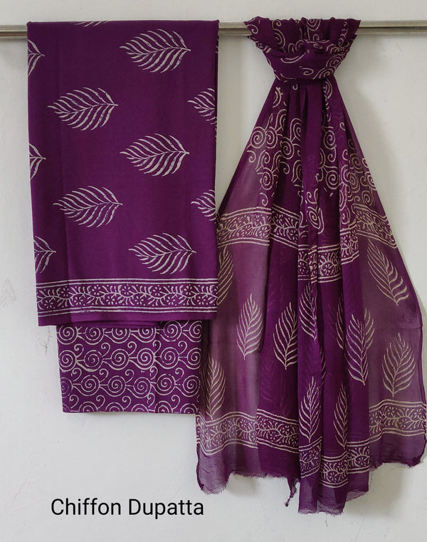 Hand Block Discharge Printed Chiffon Dupatta